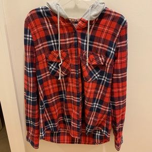 RED HOODED FLANNEL